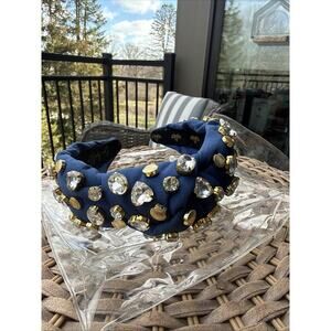 La Bella Headband Navy Shell Beaded Rhinestone stud studded Embellished Knotted